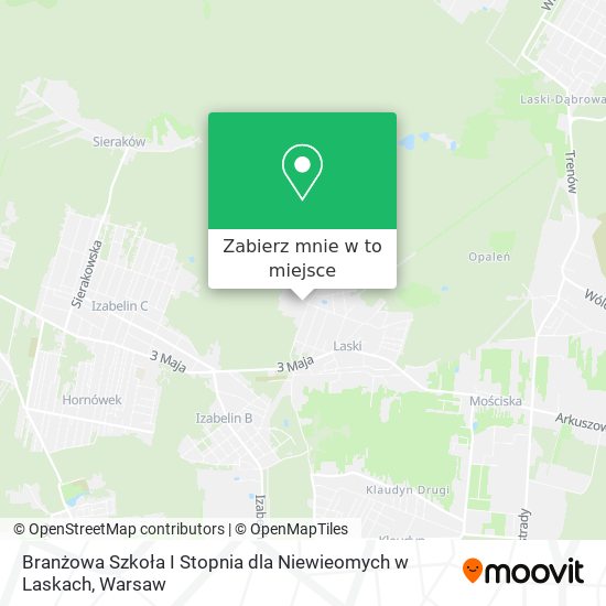 Mapa Branżowa Szkoła I Stopnia dla Niewieomych w Laskach