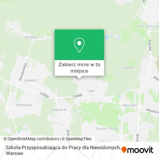 Mapa Szkoła Przysposabiająca do Pracy dla Niewidomych