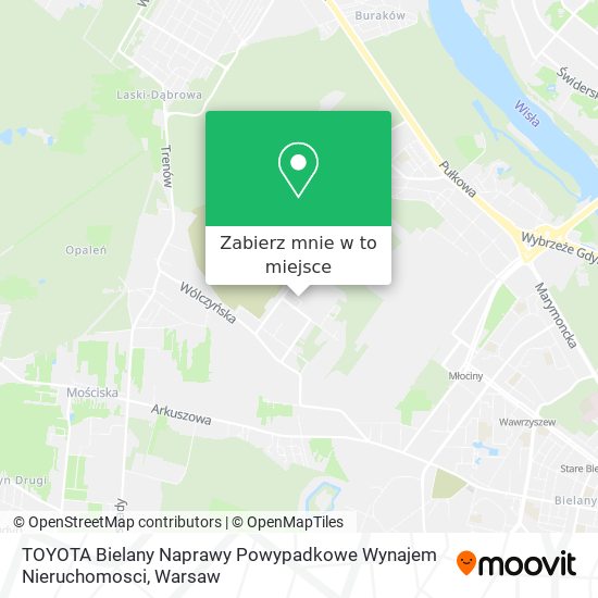 Mapa TOYOTA Bielany Naprawy Powypadkowe Wynajem Nieruchomosci