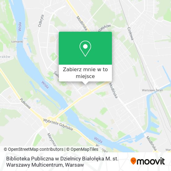 Mapa Biblioteka Publiczna w Dzielnicy Białołęka M. st. Warszawy Multicentrum