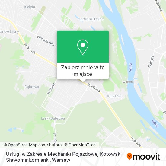 Mapa Usługi w Zakresie Mechaniki Pojazdowej Kotowski Sławomir Łomianki