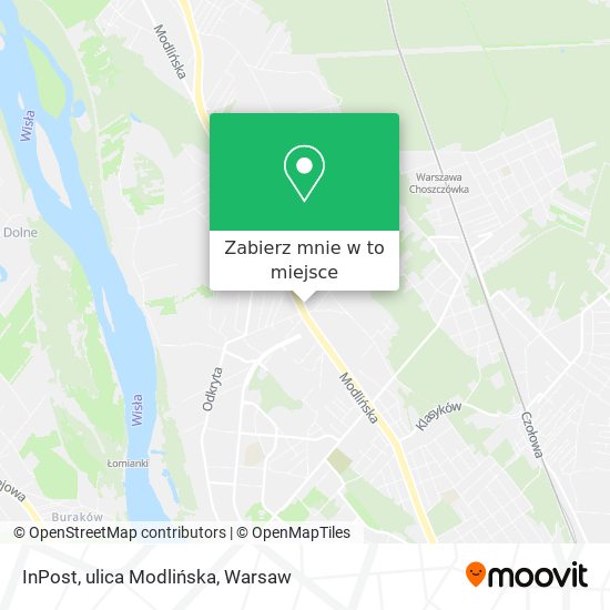 Mapa InPost, ulica Modlińska