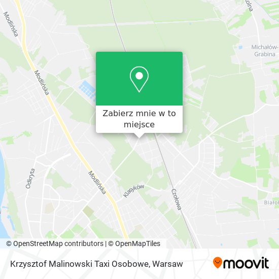 Mapa Krzysztof Malinowski Taxi Osobowe