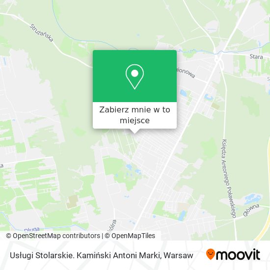 Mapa Usługi Stolarskie. Kamiński Antoni Marki