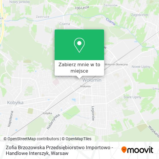 Mapa Zofia Brzozowska Przedsiębiorstwo Importowo - Handlowe Interszyk