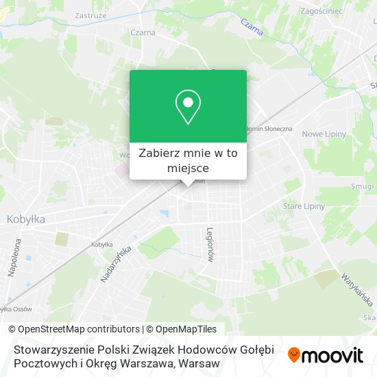 Mapa Stowarzyszenie Polski Związek Hodowców Gołębi Pocztowych i Okręg Warszawa