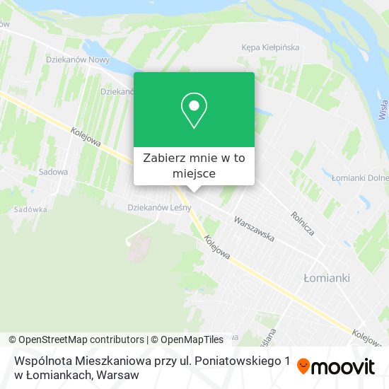 Mapa Wspólnota Mieszkaniowa przy ul. Poniatowskiego 1 w Łomiankach