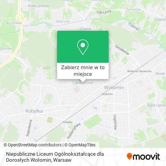 Mapa Niepubliczne Liceum Ogólnokształcące dla Dorosłych Wołomin