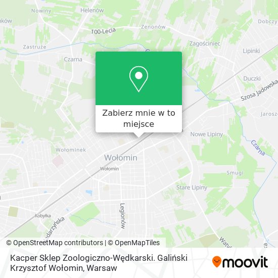 Mapa Kacper Sklep Zoologiczno-Wędkarski. Galiński Krzysztof Wołomin