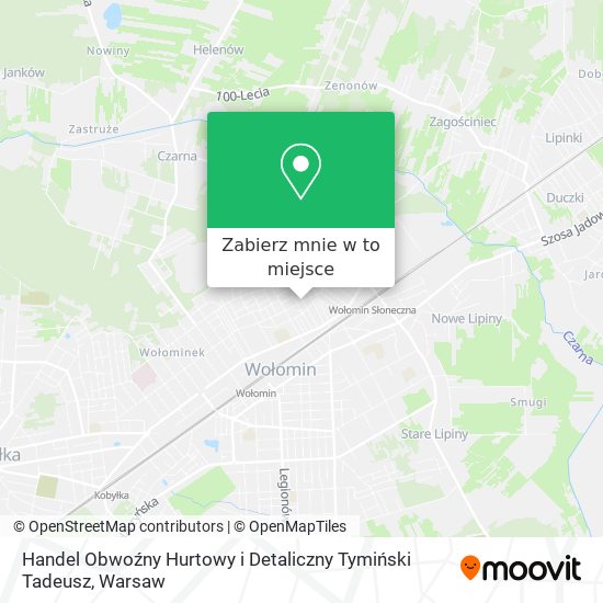 Mapa Handel Obwoźny Hurtowy i Detaliczny Tymiński Tadeusz