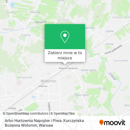 Mapa Arbo Hurtownia Napojów i Piwa. Kurczyńska Bożenna Wołomin