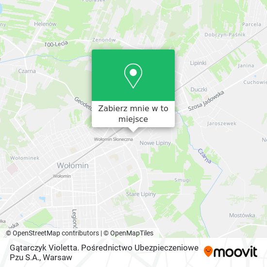 Mapa Gątarczyk Violetta. Pośrednictwo Ubezpieczeniowe Pzu S.A.