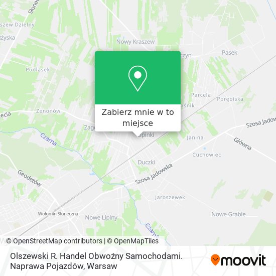 Mapa Olszewski R. Handel Obwoźny Samochodami. Naprawa Pojazdów