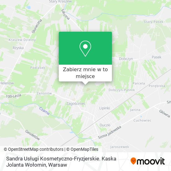 Mapa Sandra Usługi Kosmetyczno-Fryzjerskie. Kaska Jolanta Wołomin