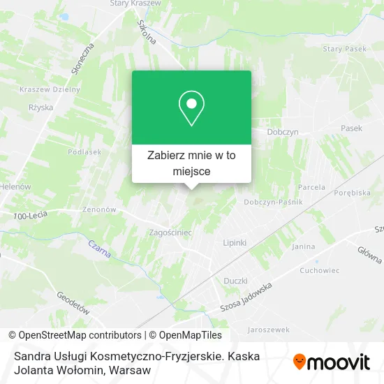 Mapa Sandra Usługi Kosmetyczno-Fryzjerskie. Kaska Jolanta Wołomin