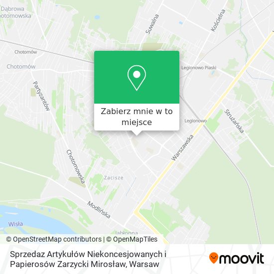 Mapa Sprzedaz Artykułów Niekoncesjowanych i Papierosów Zarzycki Mirosław