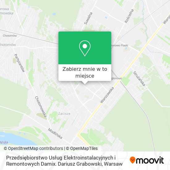 Mapa Przedsiębiorstwo Usług Elektroinstalacyjnych i Remontowych Damix. Dariusz Grabowski