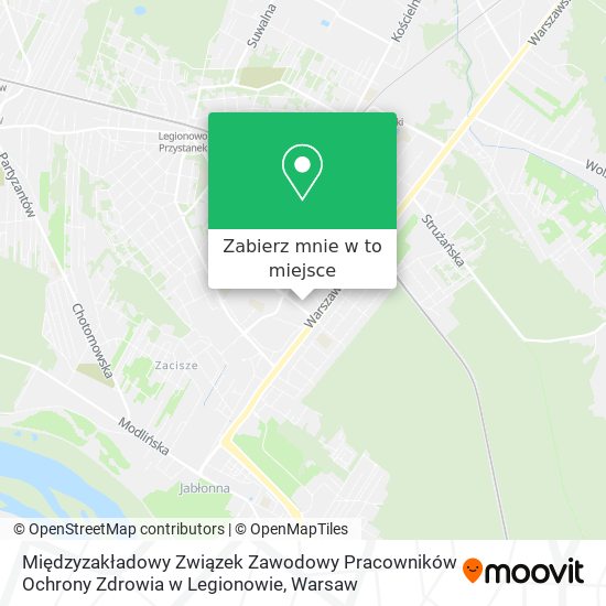 Mapa Międzyzakładowy Związek Zawodowy Pracowników Ochrony Zdrowia w Legionowie