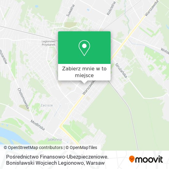 Mapa Pośrednictwo Finansowo-Ubezpieczeniowe. Bonisławski Wojciech Legionowo