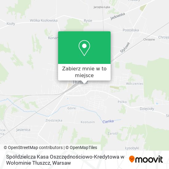 Mapa Spółdzielcza Kasa Oszczędnościowo-Kredytowa w Wołominie Tłuszcz