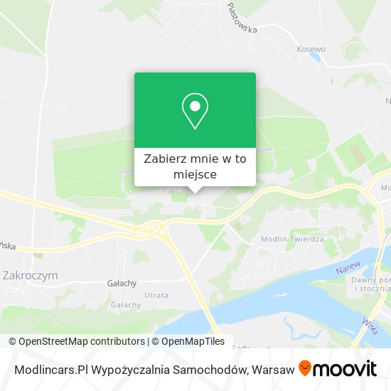 Mapa Modlincars.Pl Wypożyczalnia Samochodów