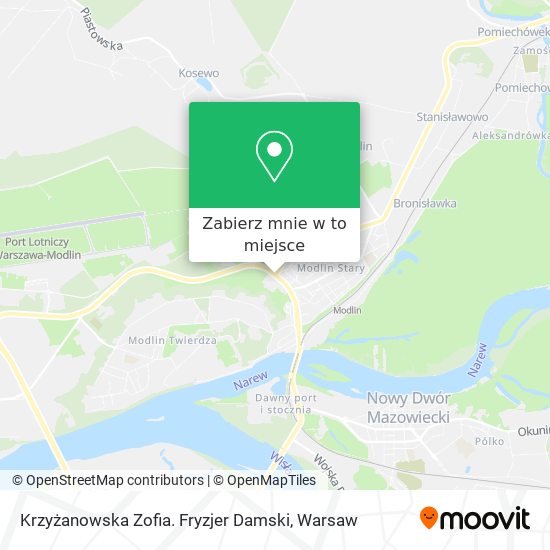 Mapa Krzyżanowska Zofia. Fryzjer Damski