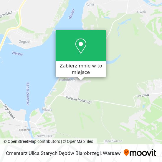 Mapa Cmentarz Ulica Starych Dębów Białobrzegi