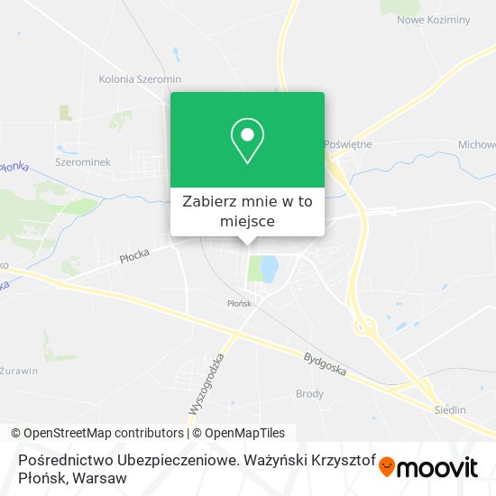 Mapa Pośrednictwo Ubezpieczeniowe. Ważyński Krzysztof Płońsk