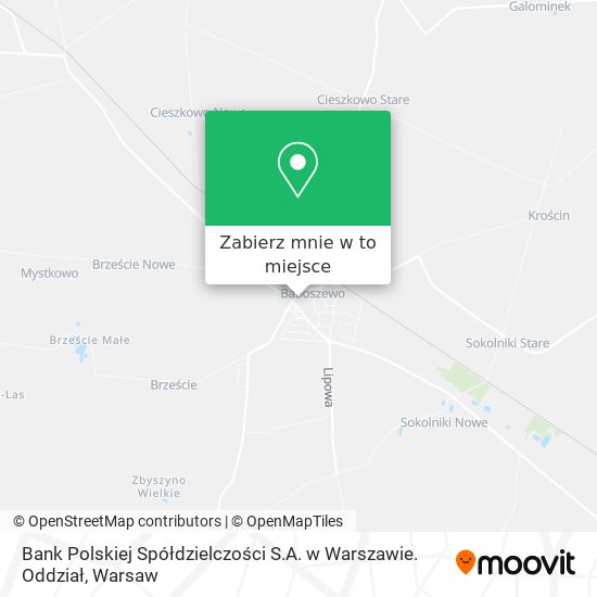 Mapa Bank Polskiej Spółdzielczości S.A. w Warszawie. Oddział