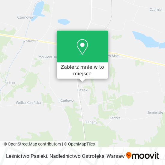 Mapa Leśnictwo Pasieki. Nadleśnictwo Ostrołęka