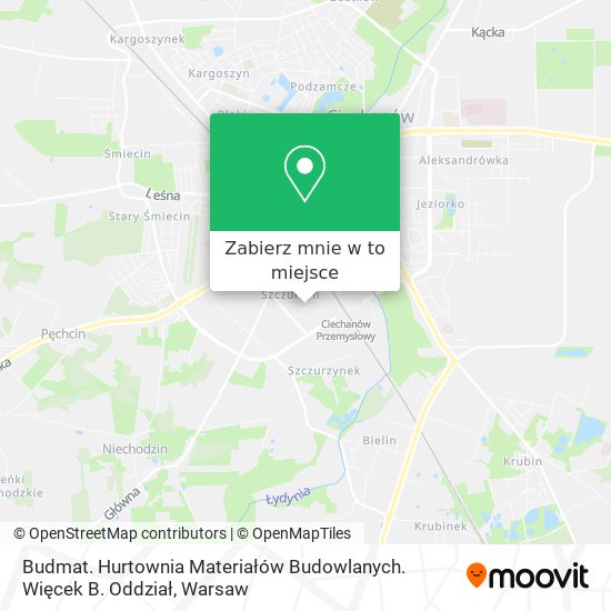 Mapa Budmat. Hurtownia Materiałów Budowlanych. Więcek B. Oddział