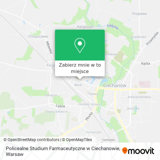 Mapa Policealne Studium Farmaceutyczne w Ciechanowie