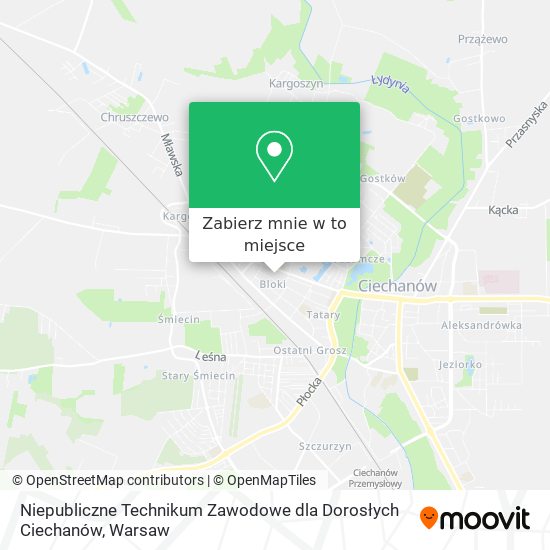 Mapa Niepubliczne Technikum Zawodowe dla Dorosłych Ciechanów