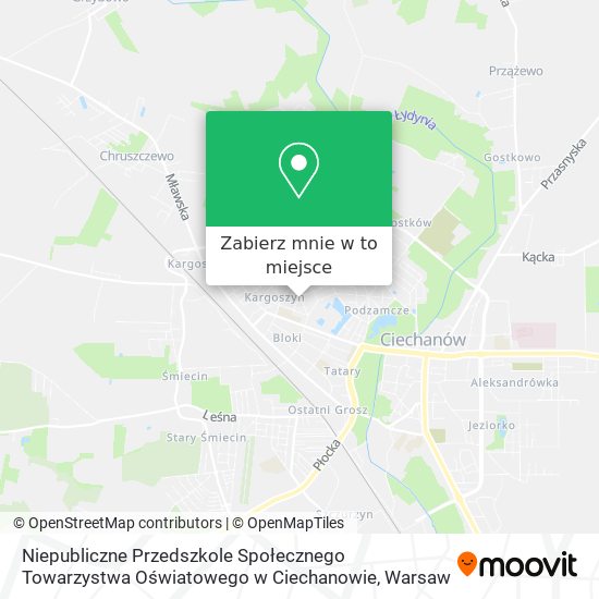 Mapa Niepubliczne Przedszkole Społecznego Towarzystwa Oświatowego w Ciechanowie