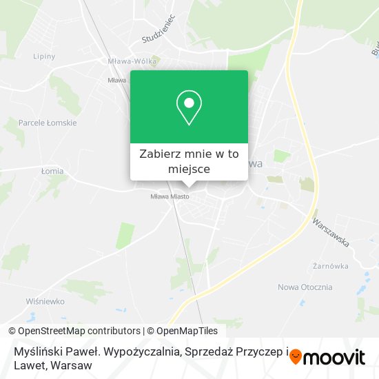 Mapa Myśliński Paweł. Wypożyczalnia, Sprzedaż Przyczep i Lawet