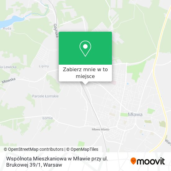 Mapa Wspólnota Mieszkaniowa w Mławie przy ul. Brukowej 39 / 1