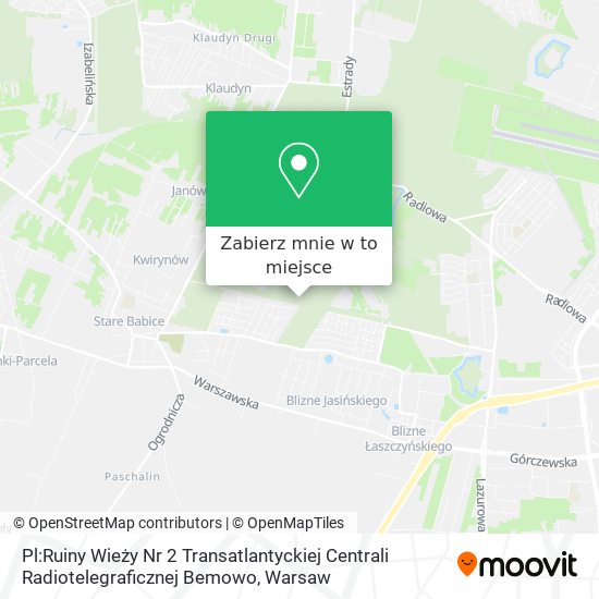 Mapa Pl:Ruiny Wieży Nr 2 Transatlantyckiej Centrali Radiotelegraficznej Bemowo