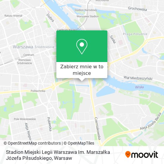 Mapa Stadion Miejski Legii Warszawa Im. Marszałka Józefa Piłsudskiego