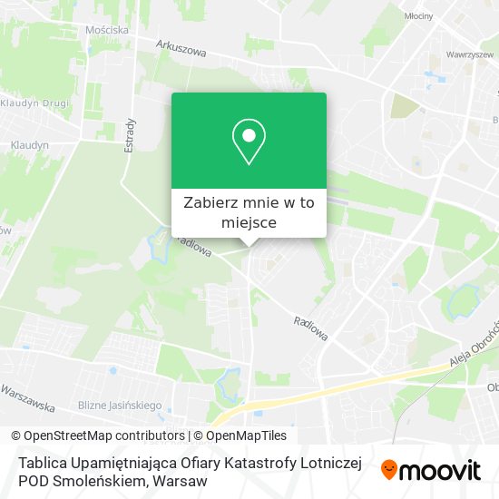 Mapa Tablica Upamiętniająca Ofiary Katastrofy Lotniczej POD Smoleńskiem