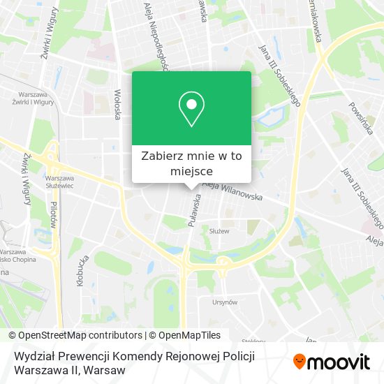 Mapa Wydział Prewencji Komendy Rejonowej Policji Warszawa II