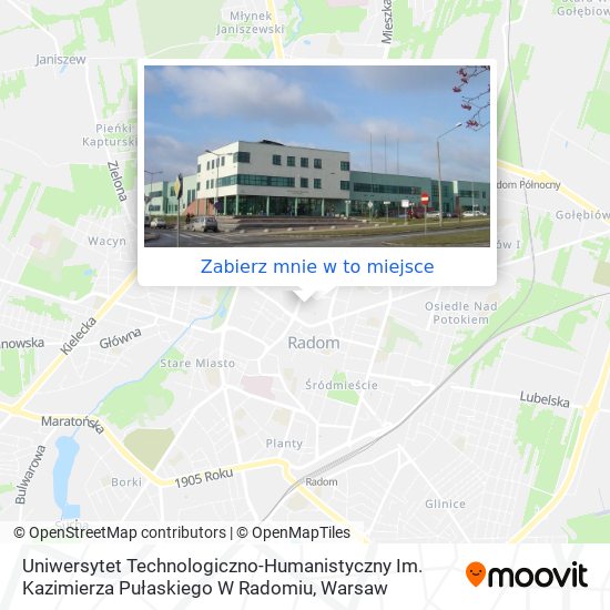 Mapa Uniwersytet Technologiczno-Humanistyczny Im. Kazimierza Pułaskiego W Radomiu