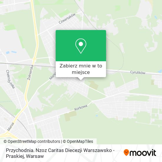 Mapa Przychodnia. Nzoz Caritas Diecezji Warszawsko - Praskiej