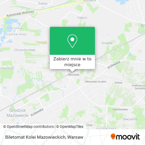 Mapa Biletomat Kolei Mazowieckich