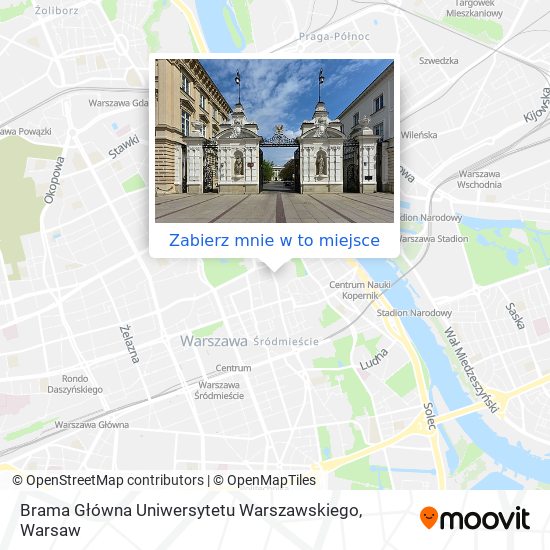 Mapa Brama Główna Uniwersytetu Warszawskiego