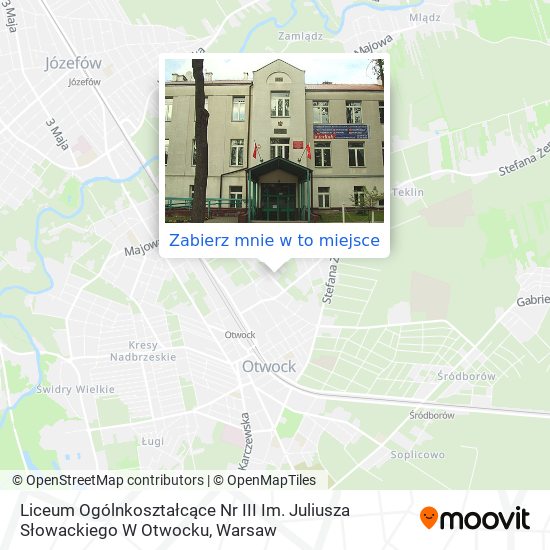 Mapa Liceum Ogólnkoształcące Nr III Im. Juliusza Słowackiego W Otwocku