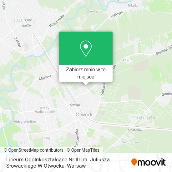 Mapa Liceum Ogólnkoształcące Nr III Im. Juliusza Słowackiego W Otwocku