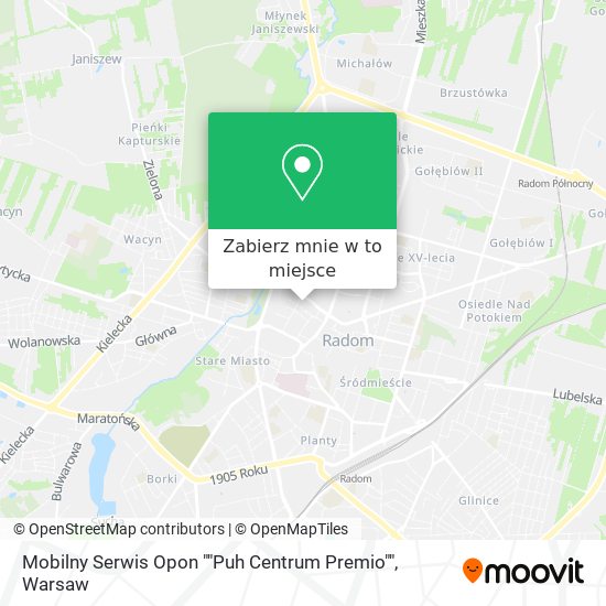 Mapa Mobilny Serwis Opon ""Puh Centrum Premio""