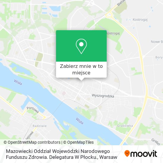 Mapa Mazowiecki Oddział Wojewódzki Narodowego Funduszu Zdrowia. Delegatura W Płocku.