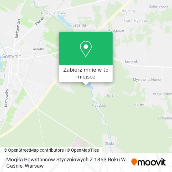 Mapa Mogiła Powstańców Styczniowych Z 1863 Roku W Gaśnie