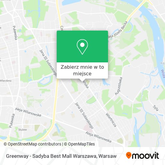 Mapa Greenway - Sadyba Best Mall Warszawa